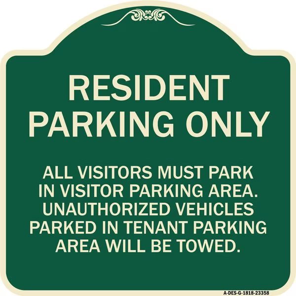 Parking Resident Parking Only Heavy-Gauge Aluminum Architectural Sign, 18